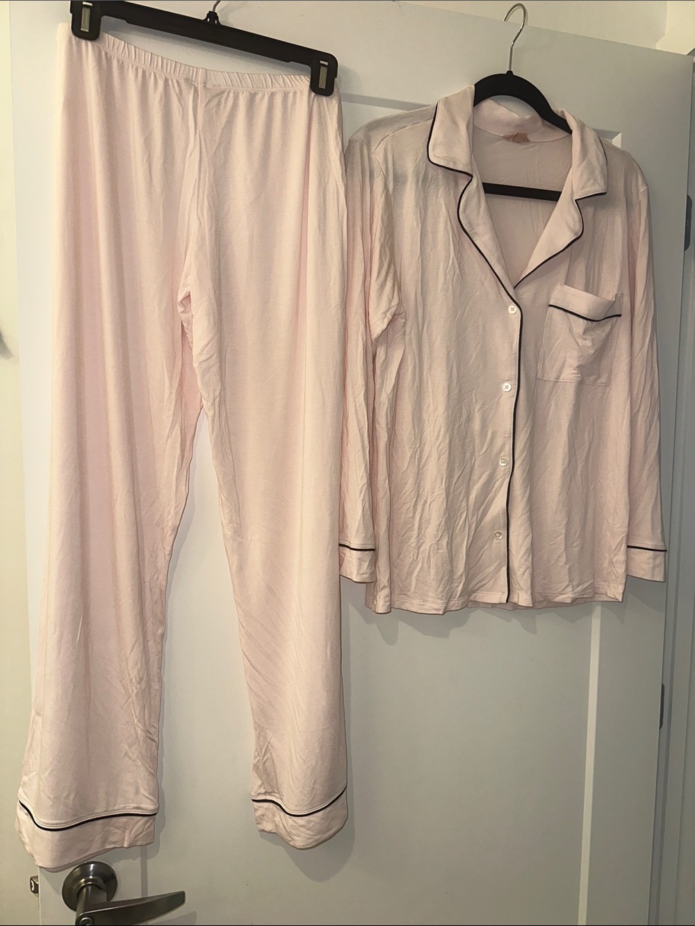 Eberjey Gisele Printed TENCEL™ Modal Long PJ Set Pink and Black Small NWOT